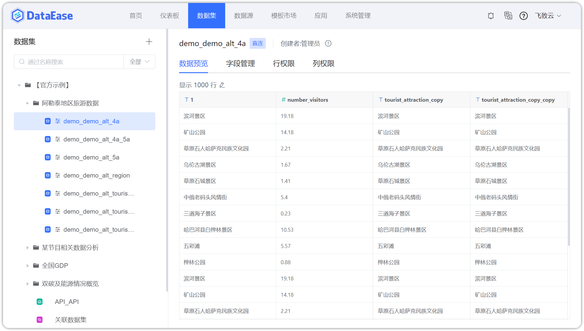 数据集界面